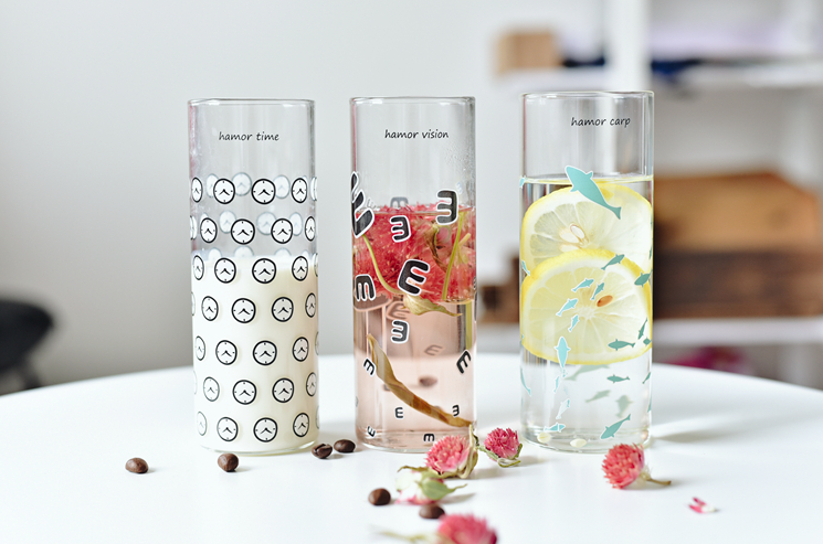 Haonai heat resistant custom printed glass water cup drinking glass