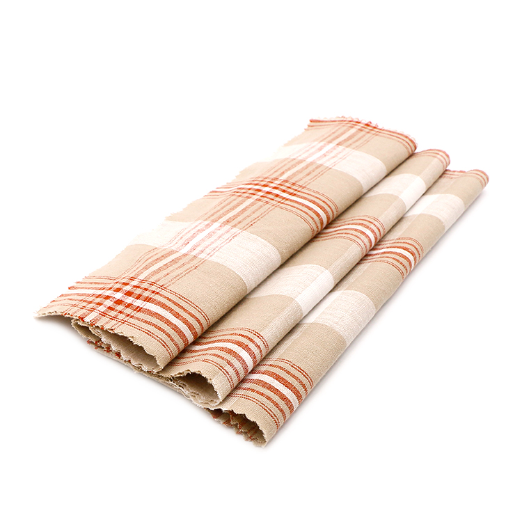 55% лен 45% хлопок пряжа окрашенная тканая ткань для женского платья