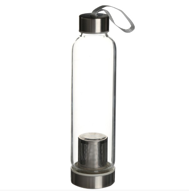 Personalized Wholesale Custom Travel Borosilicate Glass Water Bottle With Stainless Steel Lid