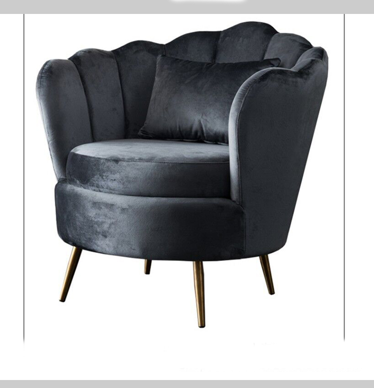 modern design accent chair velvet flower shape stainless steel legs leisure armchair for cafe and living room hotel restaurant