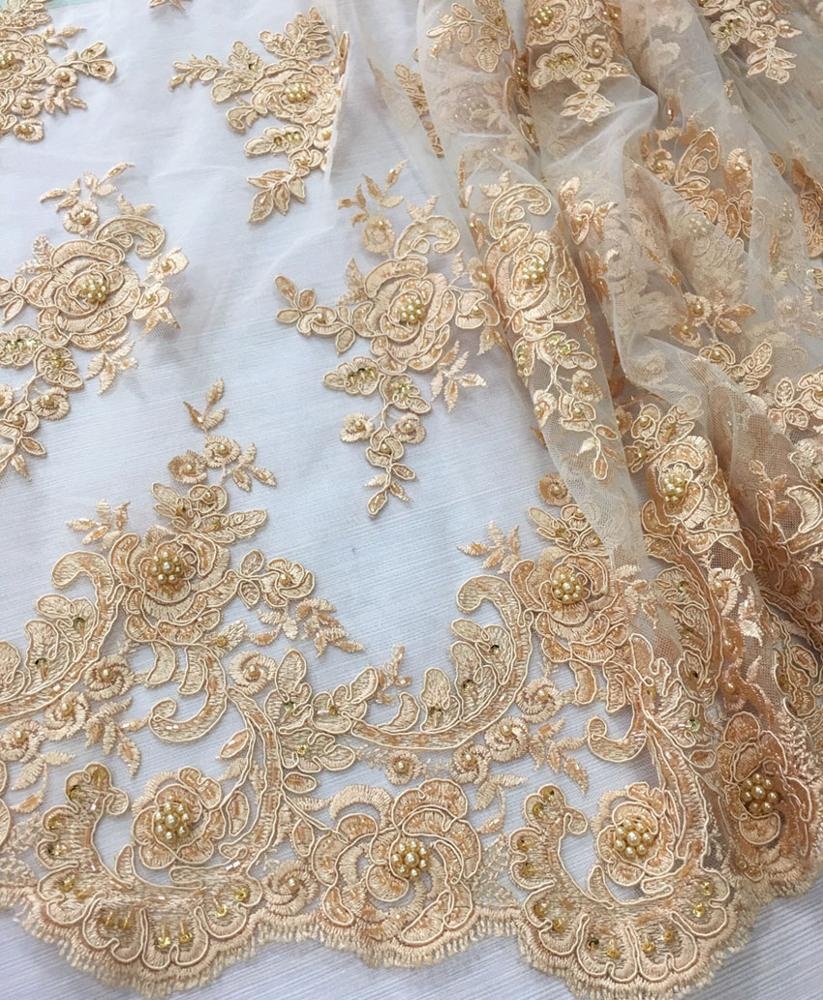Новое поступление, шнур с золотой вышивкой, кружево с ручным жемчугом, Блестками, Бисером, тюль, кружевная ткань для платья, необычная ткань со склада