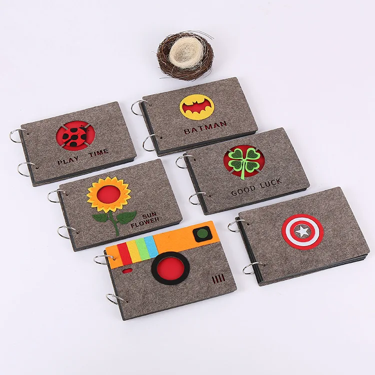 Пользовательские дешевые экологически чистые фетровые фотоальбомы из переработанного мультфильма «сделай сам»