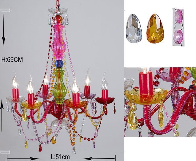 Multi-color Moroccan hotel classic 5 arm Chandelier hanging lights for bedroom