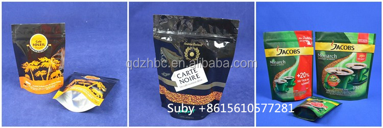 Custom printed foil gusseted stabilo seal coffee bag Quad seal pouch