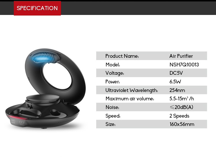 New Arrival Round Shape Car Air Purifier USB Cord Air Mini Purifier for Home and Car Use