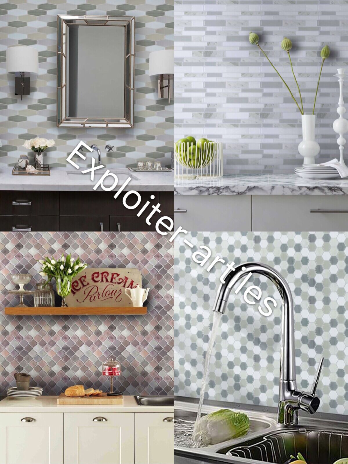 Vinyl backsplash peel and stick mozaik ayna sticker adhesive wall paper kitchen