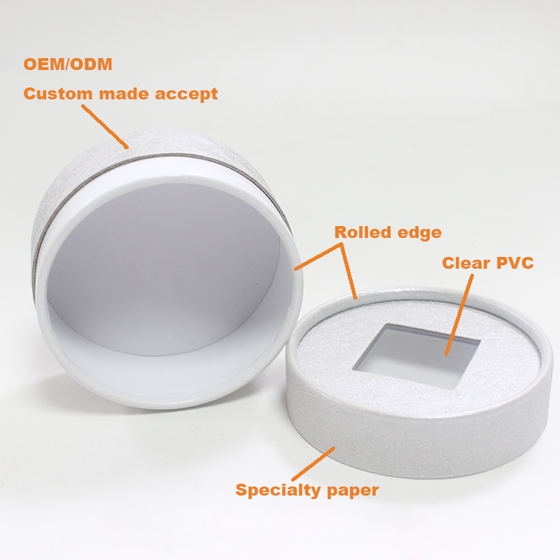 Round cardboard paper box for jar/cylinder packing with clear PVC boxes for cosmetics