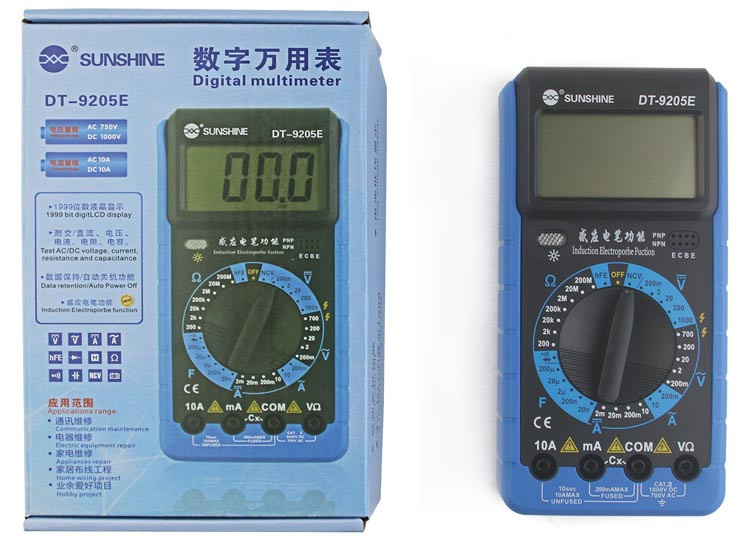 SUNSHINE DT-9205E digital multimeter with Induction electroprobe function