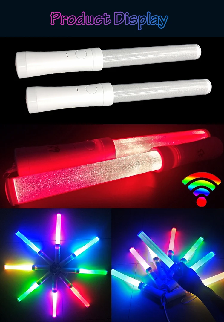 2021 Hot Popular Christmas Party Decoration Customized Wireless Remote Controlled Rechargeable LED Glow Sticks