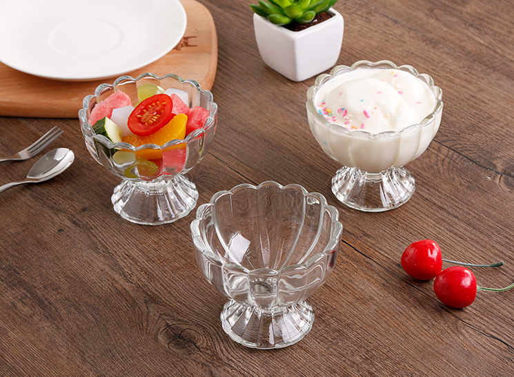 Glass Footed Ice Cream Dessert Dish Bowl