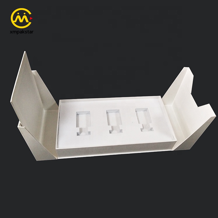 Luxury new design custom logo double door white cardboard paper perfume packaging gift box