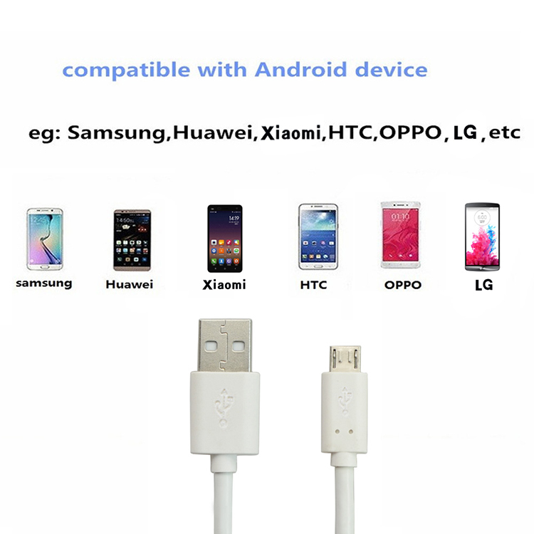 1.2M 2A TPE White Micro USB data charging cable for android smart phone