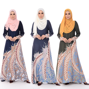 New Hot Sale Muslim Dresses Print Soft Fabric Women Islamic Clothing With Hijab Kebaya Kimono For Malaysia Abaya