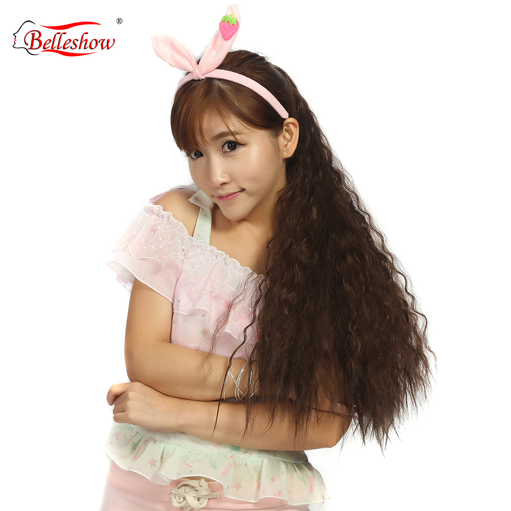 Belleshow длинные кудрявые вьющиеся конский хвост Синтетический конский хвост шнурок афро конский хвост наращивание волос синтетические волосы