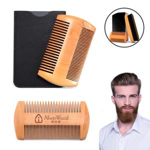 Amazon Hot sell Mens Antistatic Wooden Lice Moustache Beard Comb