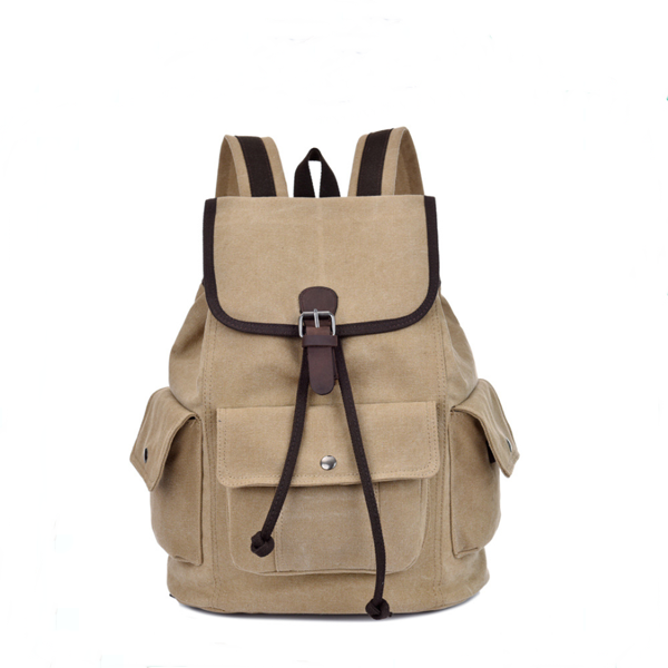 Klassische Retro-Vintage-Rucksacktasche aus Segeltuch für die College-Schule mit Kordelzug