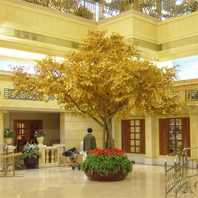 Indoor Decoration Gold Fiber Glass Truck Fiberglass Large Artificial Banyan Tree