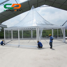 clear roof top PVC aluminum hexagon pagoda tent for wedding party
