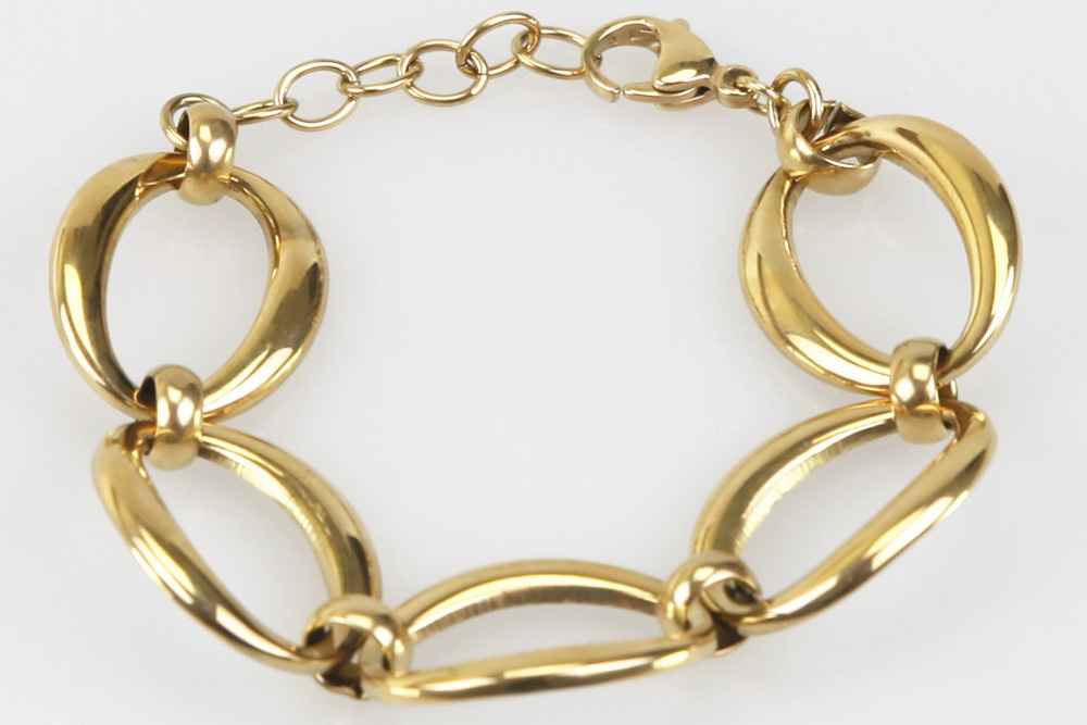 Moda joya al por mayor joyería de acero inoxidable chapado en oro cierre gran cadena de delfines pulsera pulsera