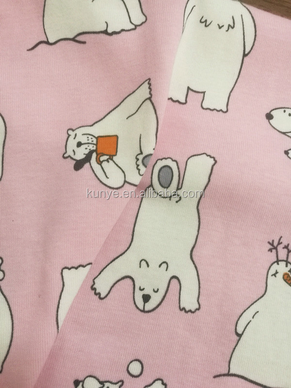 Дешевые вязать поли dty стрейч ткани джерси с Ангел печати