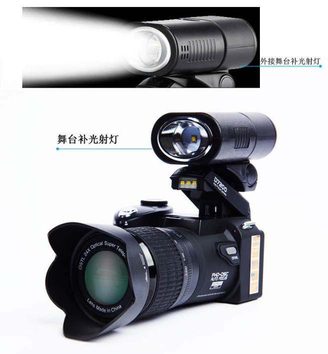 Autofocus full hd digital camera with 3 lenses can switch external flash DSLR
