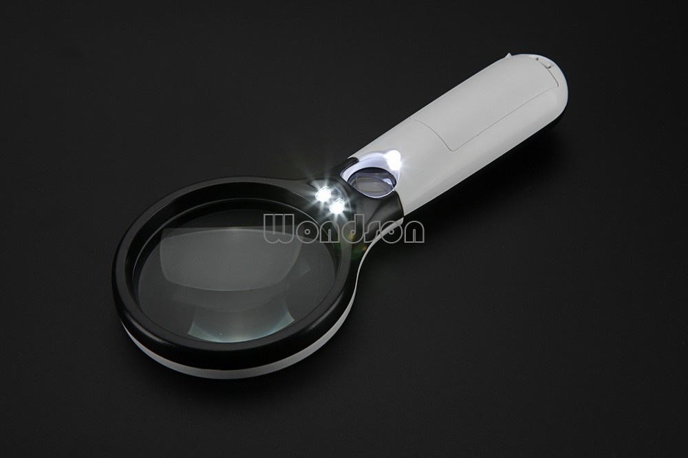 Poignée personnalisée 6902AB Type de loupe à double objectif, loupe lumineuse à 3 LED