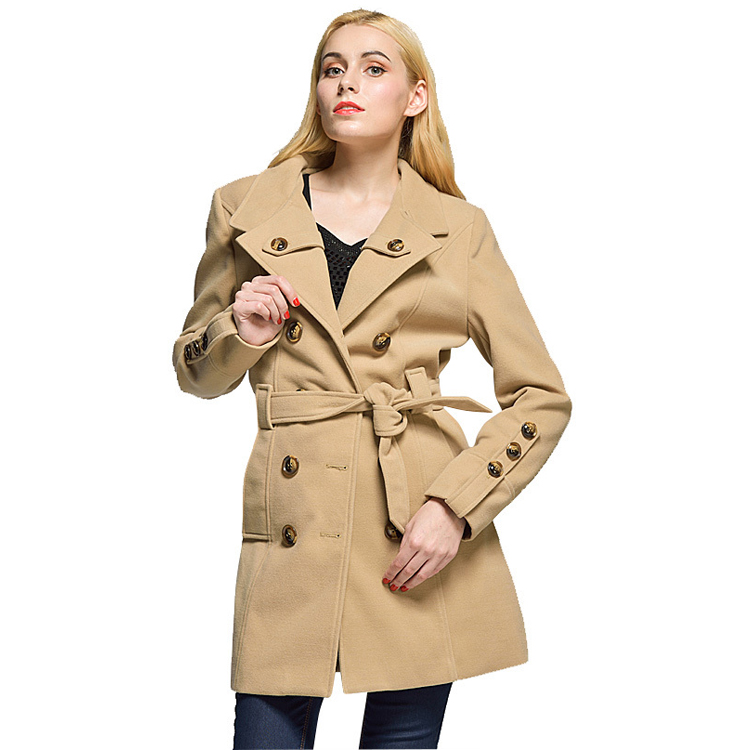YY-qianqian Womens Fashion Fleece Overcoat Double Breasted Woolen Trench Coat Coat