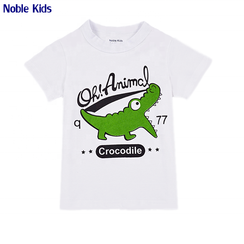 Дешевая Одежда для мальчиков с принтом крокодила; Оптовая продажа; Летняя детская футболка из 100% хлопка с изображением животных