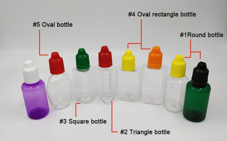 Squeeze Transparent 5ml 10ml 15ml 20ml 30ml 50ml 100ml Child Proof Crc Lid  Dispensing Liquid Clear Pet Plastic Bottle for Juice