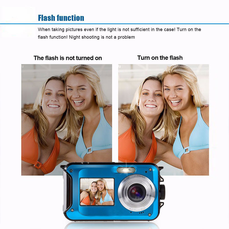 2.7" inch 24MP Dual LCD Screen Compact Digital Camera Waterproof 16x Zoom Video Camcorder Mini Cameras CMOS Micro Camera EU plug