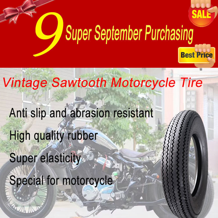 中国ビンテージ鋸歯状バイクタイヤ 4.00-17 新品チューブとタイヤケース