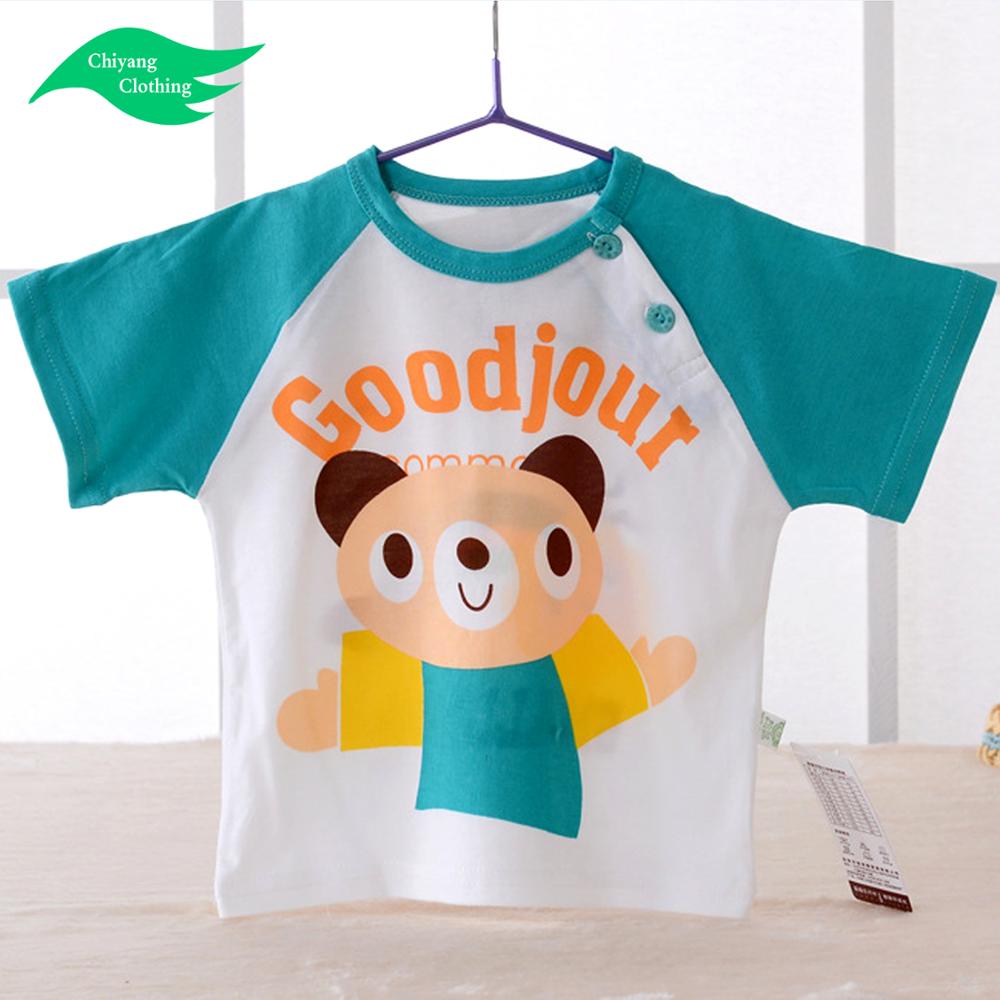 Оптовая продажа, новый стиль, топы с коротким рукавом для маленьких девочек с изображением медведя, ткань из бамбукового волокна