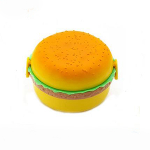 Double Tier Children Hamburger Bento Lunch Box Food Container Storage Box