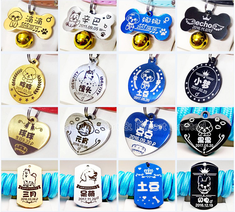 广州标识不锈钢狗牌个性化双面金属宠物 id 骨小狗狗牌与您的自定义