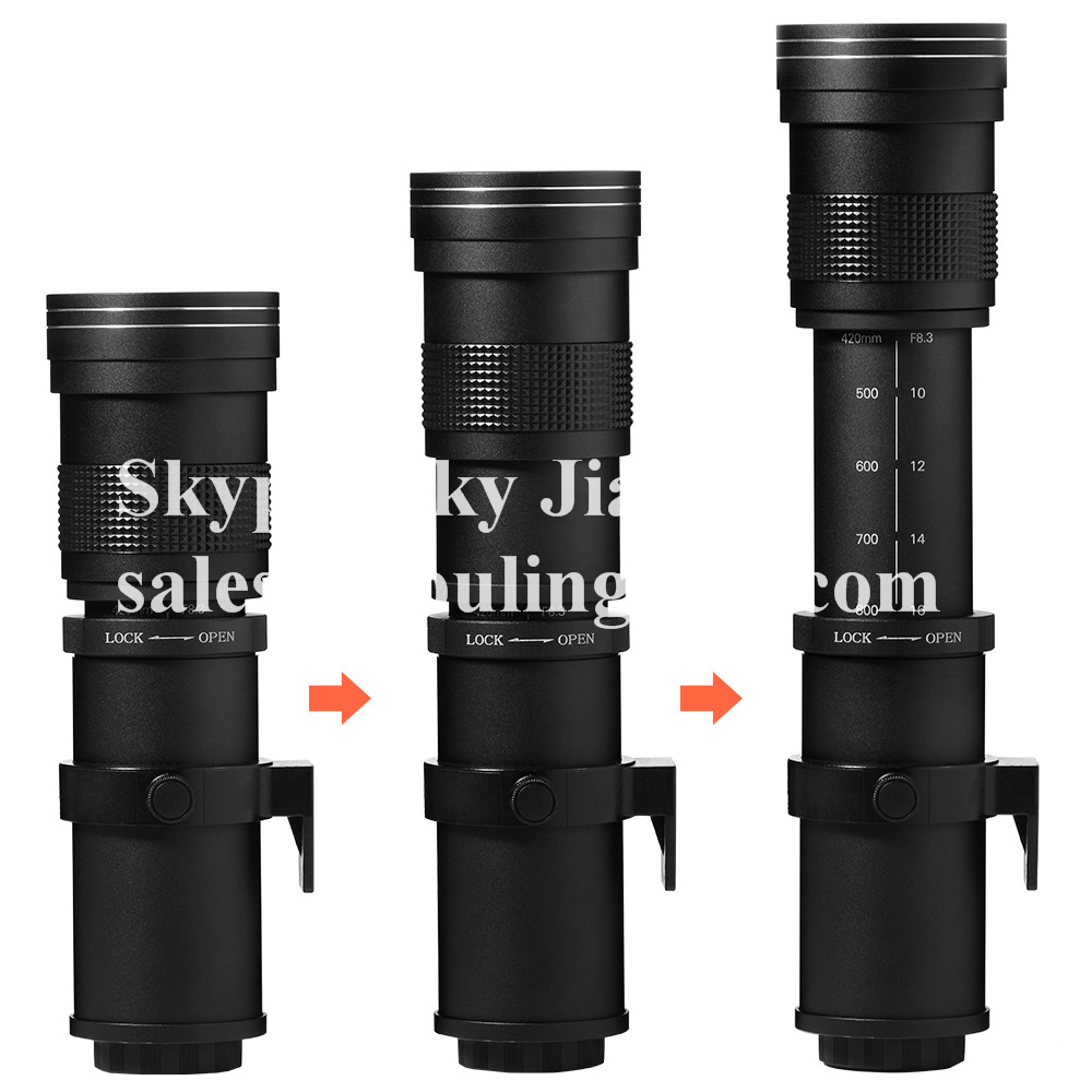 420-800 мм Супер телефото зум объектив камеры, оптический объектив камеры, T крепление для всех DSLR