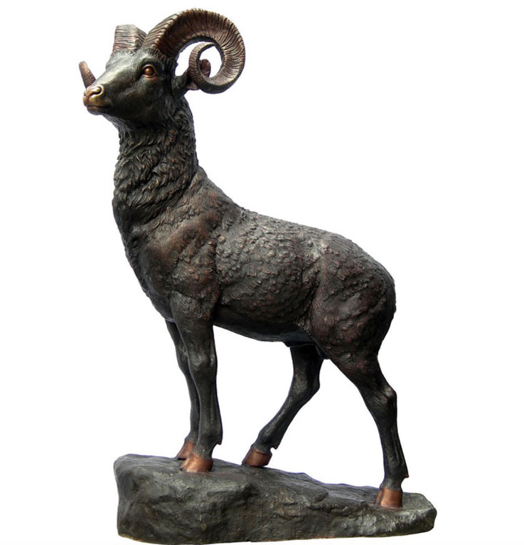 高品質金属工芸品 ブロンズ動物彫刻 等身大アンティークブロンズヤギ像