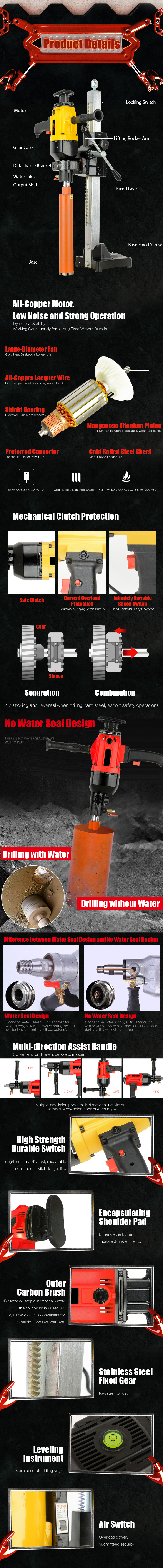 Concrete Core Cutting Drill Machine Vertical Diamond Core Drill Machine