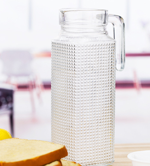 Glass Water Pitcher With Lid Beverage Glass Carafe For Juice Lemon Water Tea Glass Jug