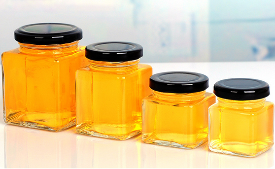 200毫升高品质六边形玻璃蜂蜜罐/玻璃储物罐果酱