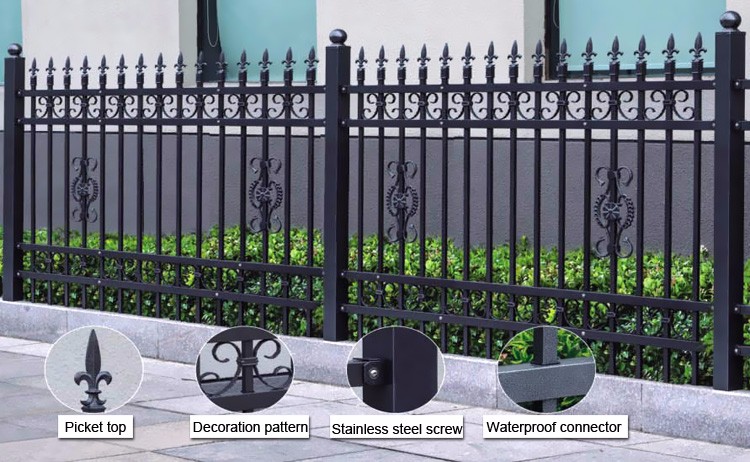 последние новости компании о Пикет двора декоративный ограждая черную алюминиевую кованую железную стальную загородку  0