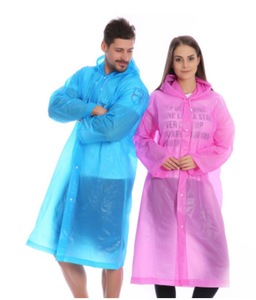 Custom Logo Printed Recyclable Adult Waterproof Hooded EVA Plastic Raincoat jacket Unisex Cheap Non Disposable Poncho Raincoat