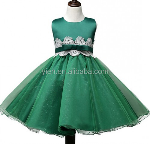 Новый дизайн, платье для маленьких девочек зеленого цвета, платье для маленьких девочек с бантом в зеленом цвете