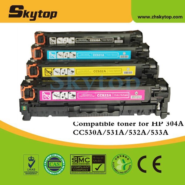 with Chips Black Blue Magenta Yellow-Combination Compatible Toner Cartridges for 304A CC530A CC531A CC532A CC533A Replacement for HP Color Laserjet CP2020 2024 2025 2026 2027 CM2320 MFP Printer