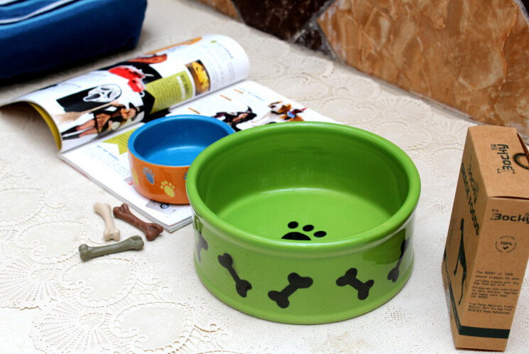 Haonai 8 inch big stoneware dog bowl dog fish dog feeder