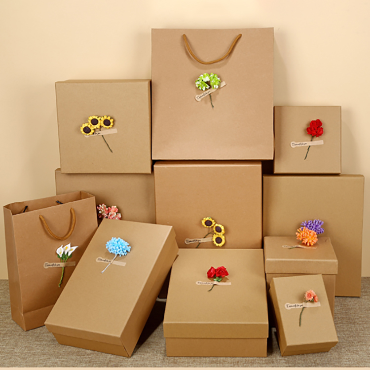 Luxury Packaging Kraft Paper Cardboard Gift Flower Paper Rigid Custom Candle Box with Bag And Separate Lid