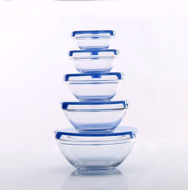 Wholesale customized soda lime bowls salad bowl set glass bowl with lid