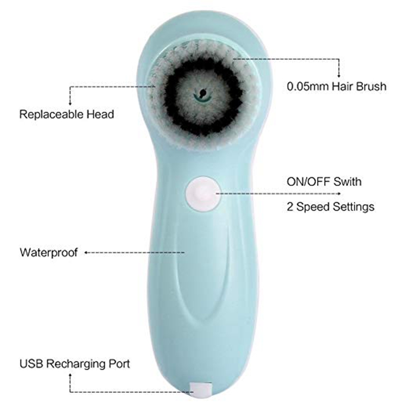 Konka-brosse électrique de nettoyage du visage étanche, avec 2 vitesses, pour les soins de la peau, système de gommage exfoliant, avec support de rangement