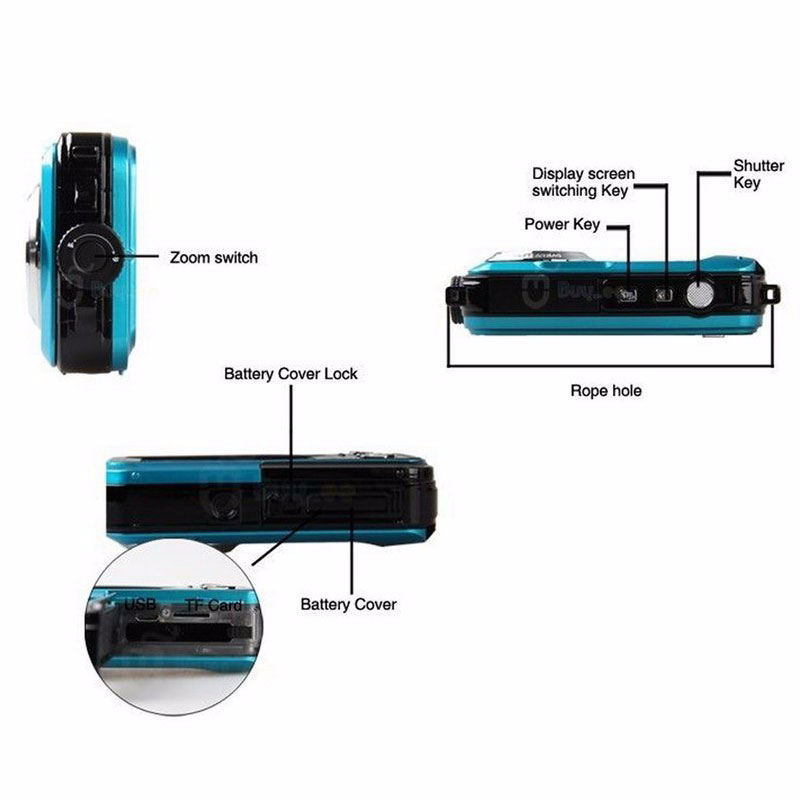 2.7" inch 24MP Dual LCD Screen Compact Digital Camera Waterproof 16x Zoom Video Camcorder Mini Cameras CMOS Micro Camera EU plug