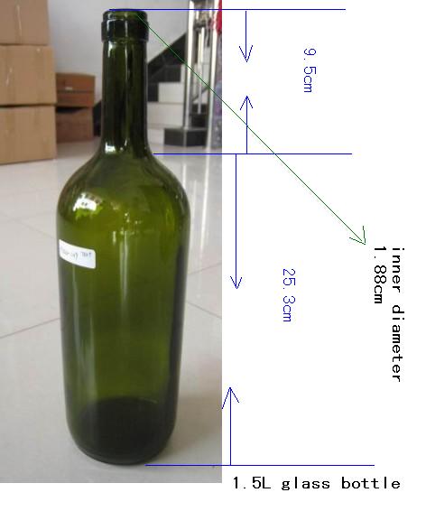 1500ml 1.5L large capacity dark green color glass wine bottle cheap price