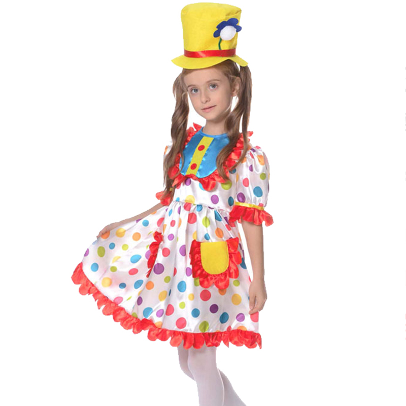 Girls Kids Childs Circus Clown Girl Fancy Dress Costume Halloween Outfit 1-5 Yrs